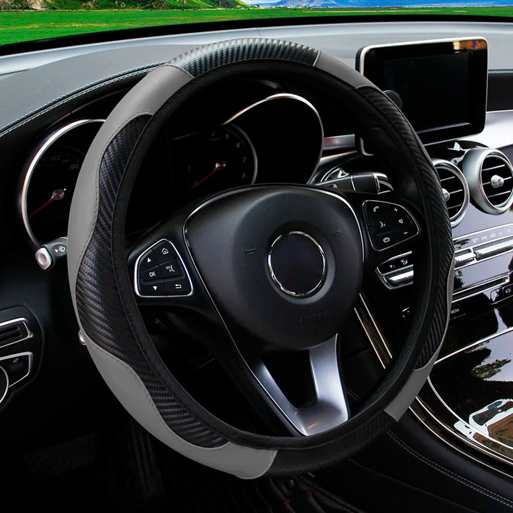 Carbon Fiber Steering Wheel Cover 14.5"-15" Multi-Color