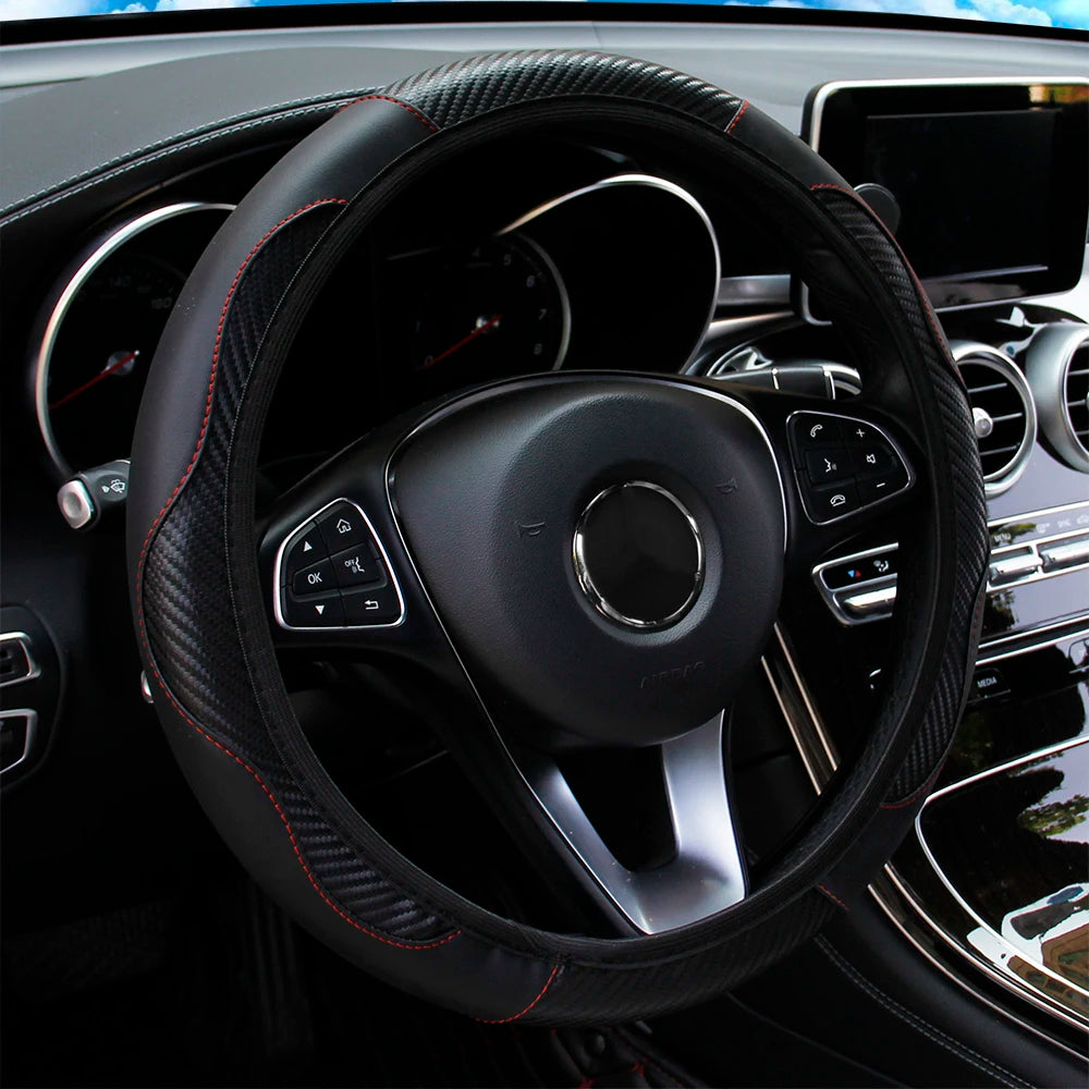 Carbon Fiber Steering Wheel Cover 14.5"-15" Multi-Color