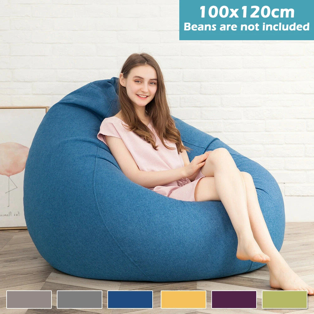 Bean Bag Sofa Cover Only 100x120cm - Violet Fabric Lazy Chair (No Filler) - Deal Done