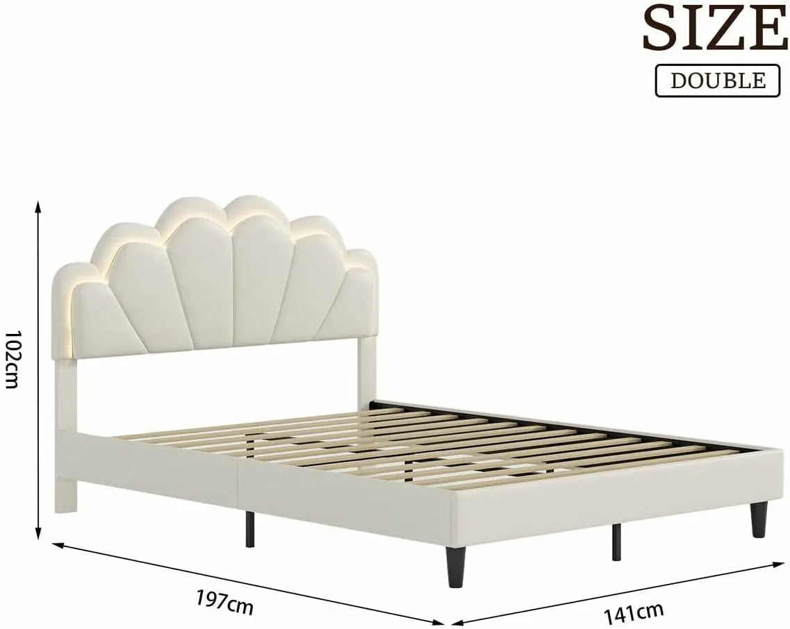 XMSJ Double Bed Complete Set - Elegant Flowers Frame + 21cm Bonnell Spring Mattress Bundle - Deal Done