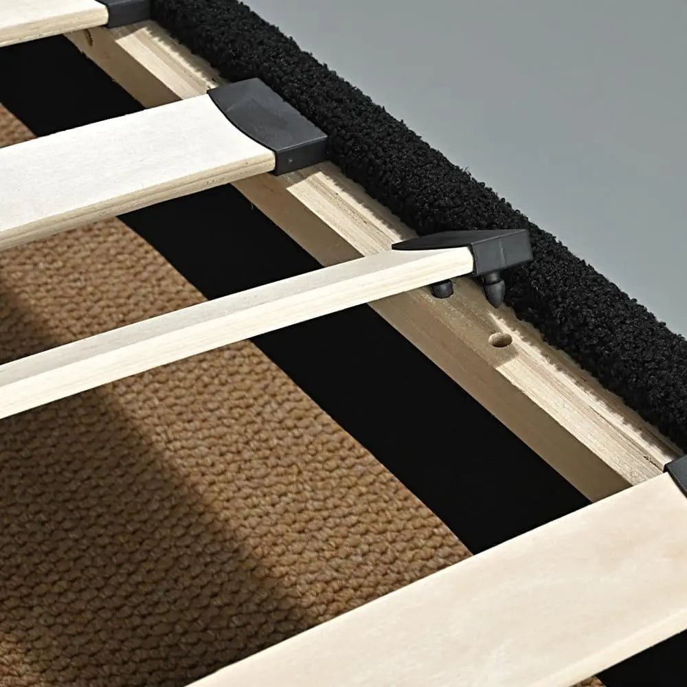 Single Bed Frame Fabric Upholstered Platform Bed Base with Headboard, Black - Deal Done