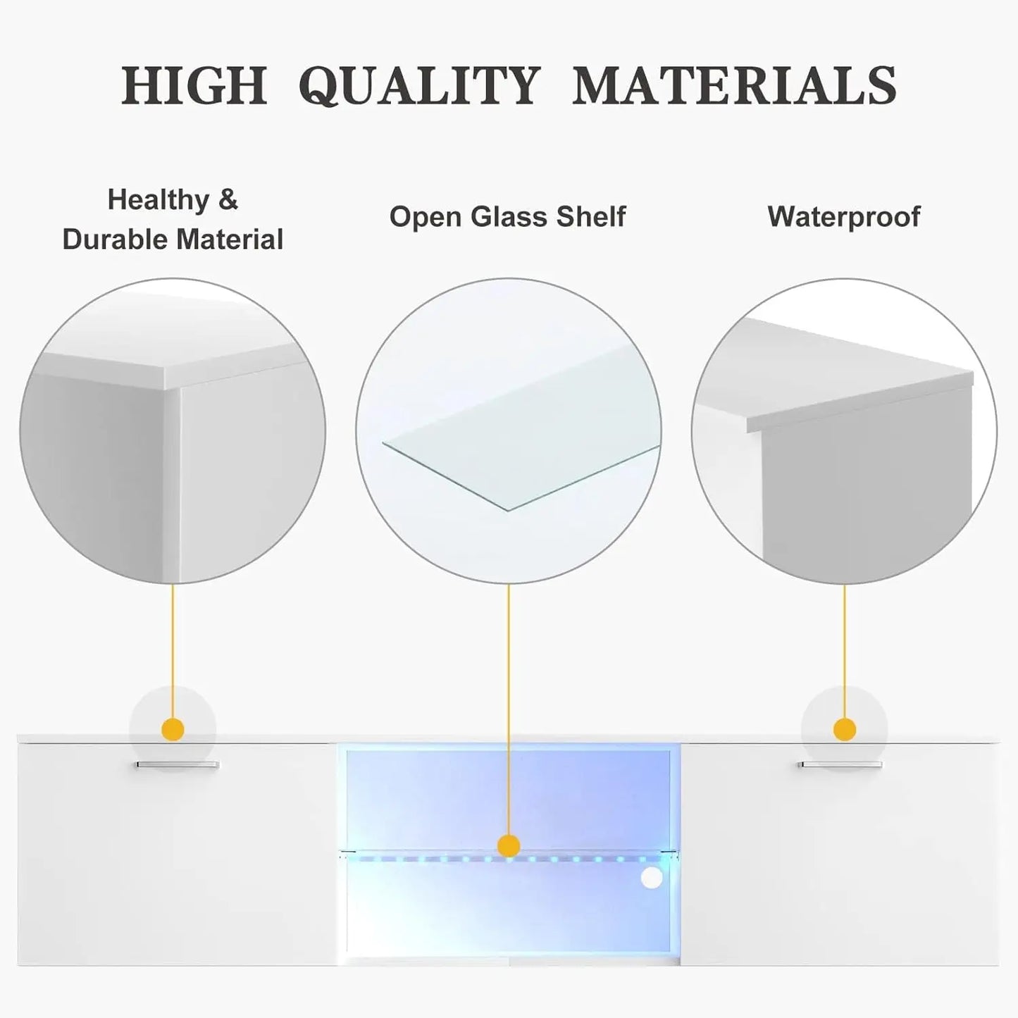 XMSJ TV Stand 60cm White - Modern Entertainment Unit with LED Light - Deal Done