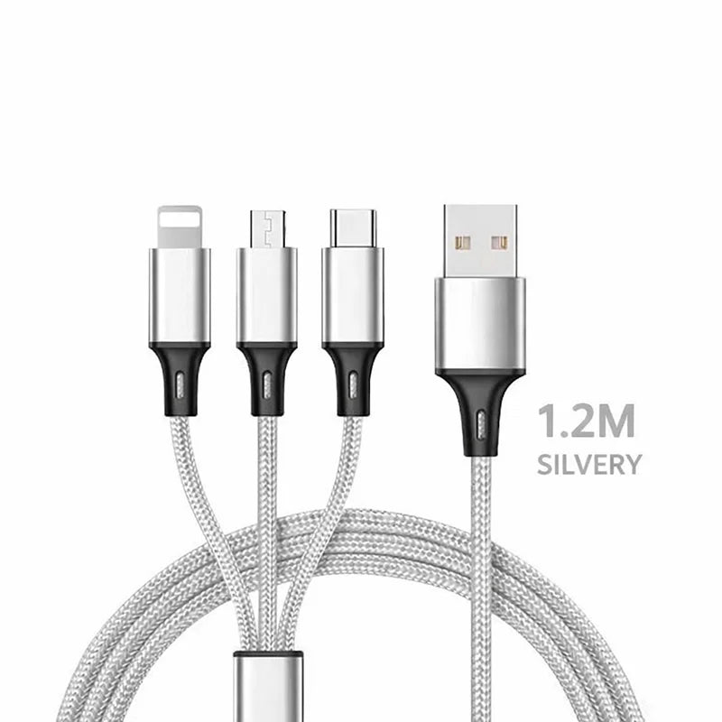 3-in-1 Charging Cable 2.4A – USB-C Lightning Micro USB