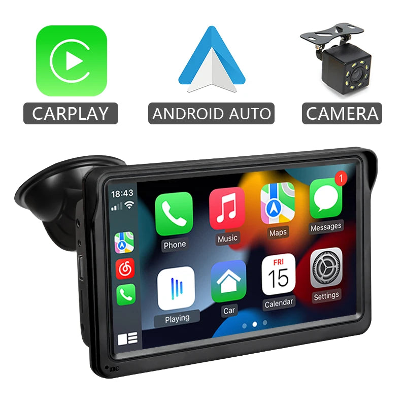 Hippcron 7" Portable CarPlay & Android Auto Car Radio