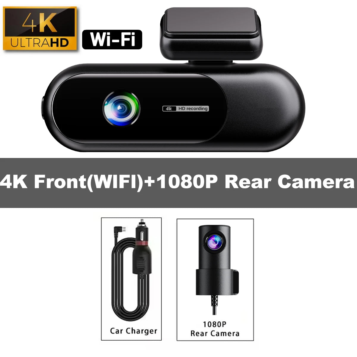 4K Dual Dash Cam WiFi – Night Vision & Parking