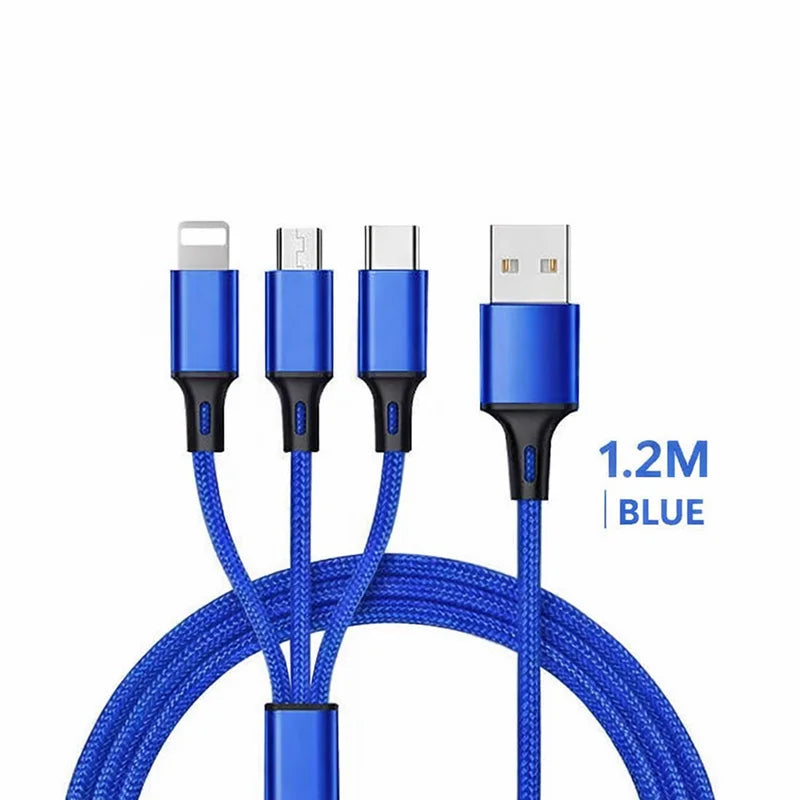 3-in-1 Charging Cable 2.4A – USB-C Lightning Micro USB