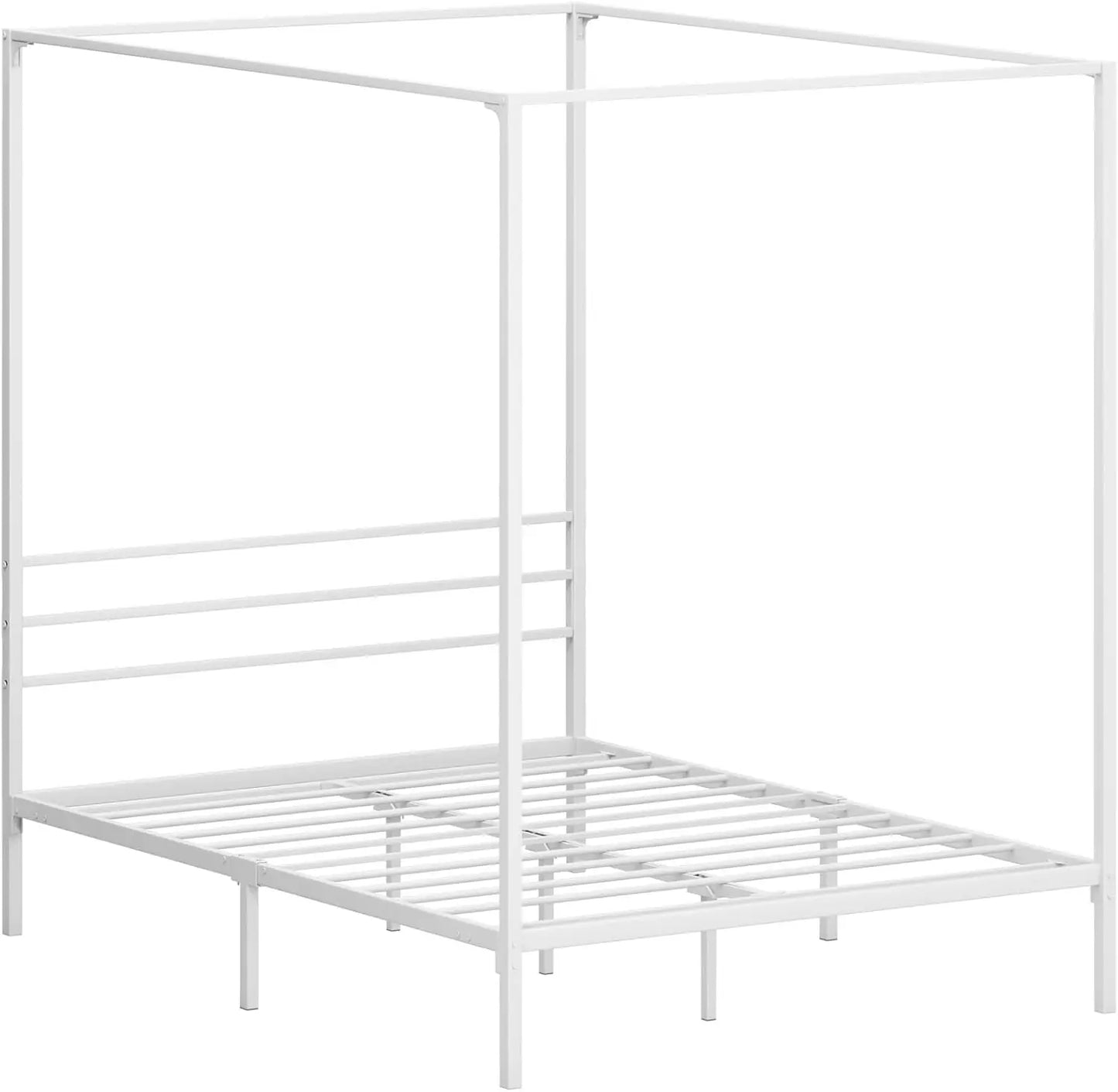 XMSJ Bed Frame Double Size Canopy - Metal Bed Base White Classic Style - Deal Done