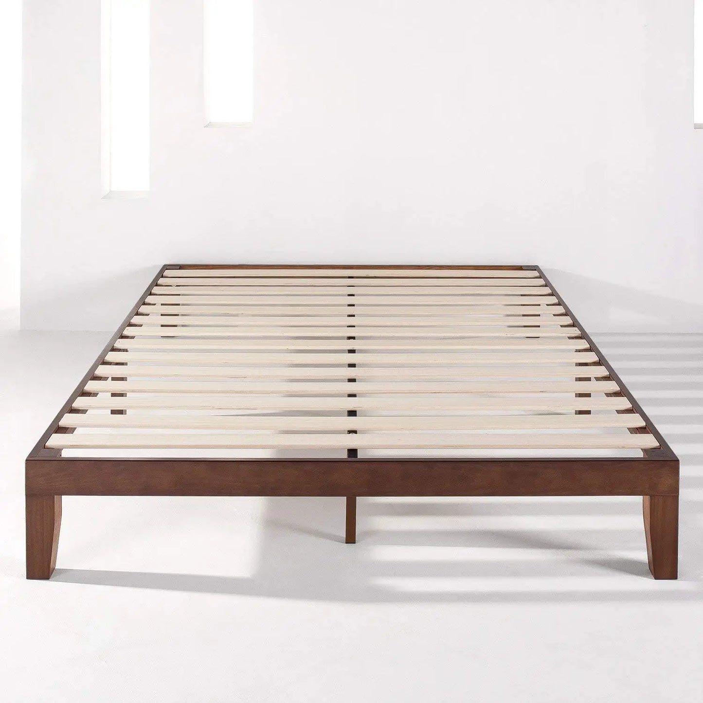XMSJ Blake Double Bed Frame 35cm - Solid Timber Wood Slats Walnut Platform Base - Deal Done