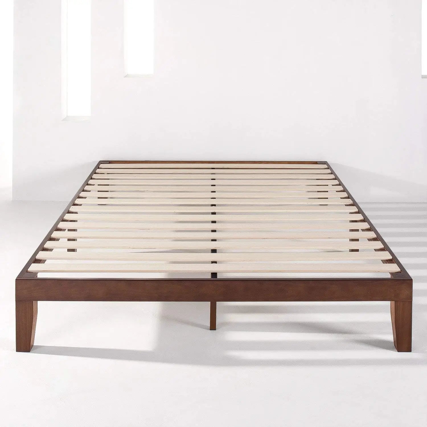 XMSJ Blake Double Bed Frame 35cm - Solid Timber Wood Slats Walnut Platform Base - Deal Done