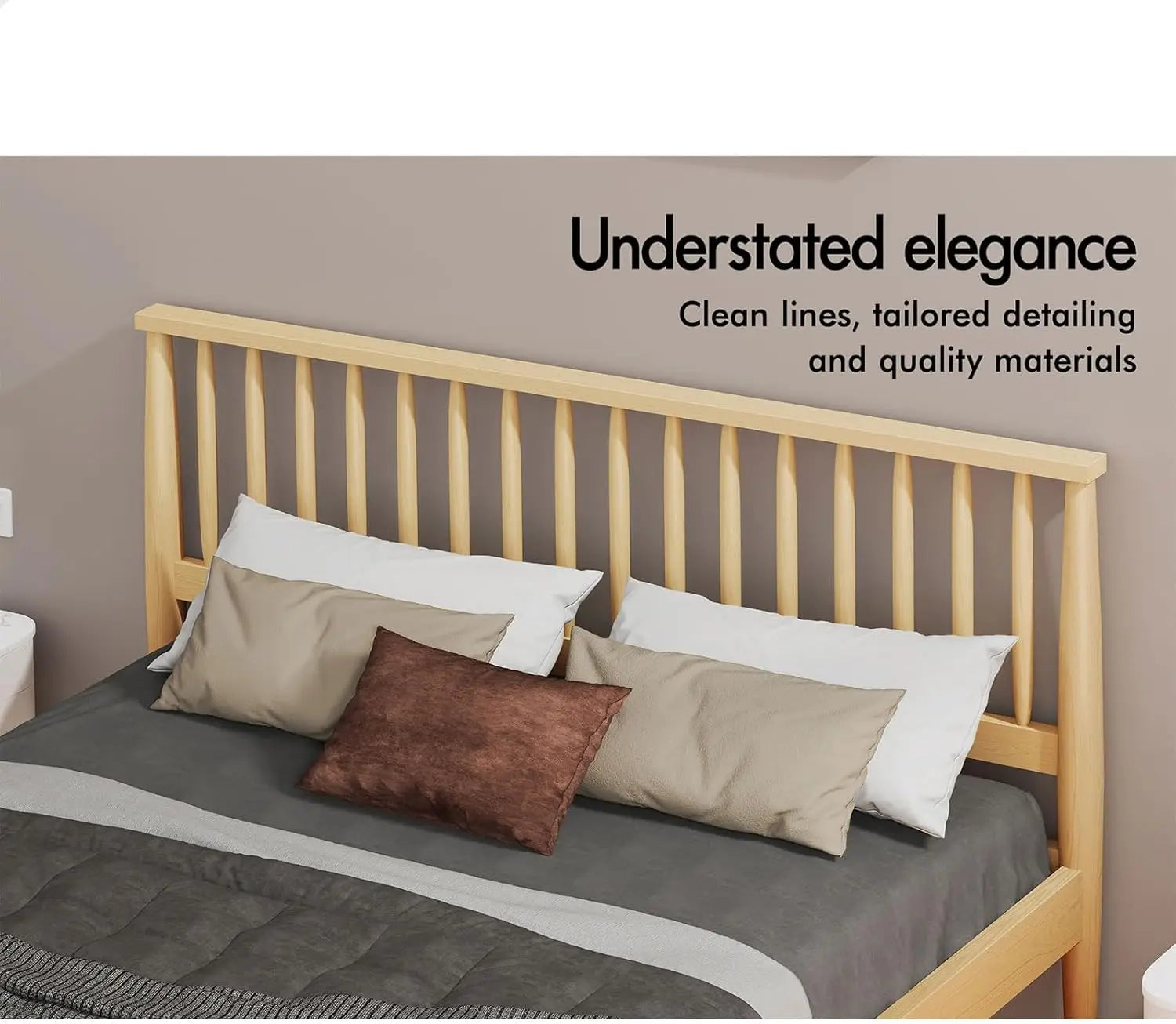 XMSJ Queen Wooden Bed Frame - Solid Pine Platform with Headboard & Timber Slats - Deal Done