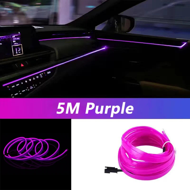 5M Car Interior LED Strip Ambient Light – 10 Colors