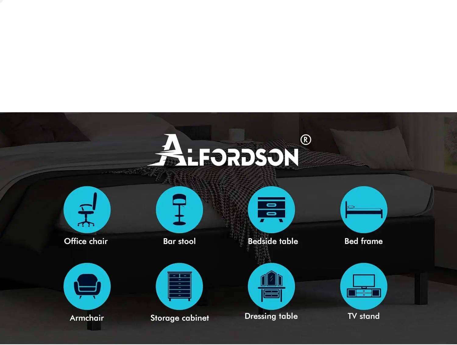 XMSJ Double Bed Frame Platform Base - PU Leather Upholstered Black Basel No Headboard - Deal Done