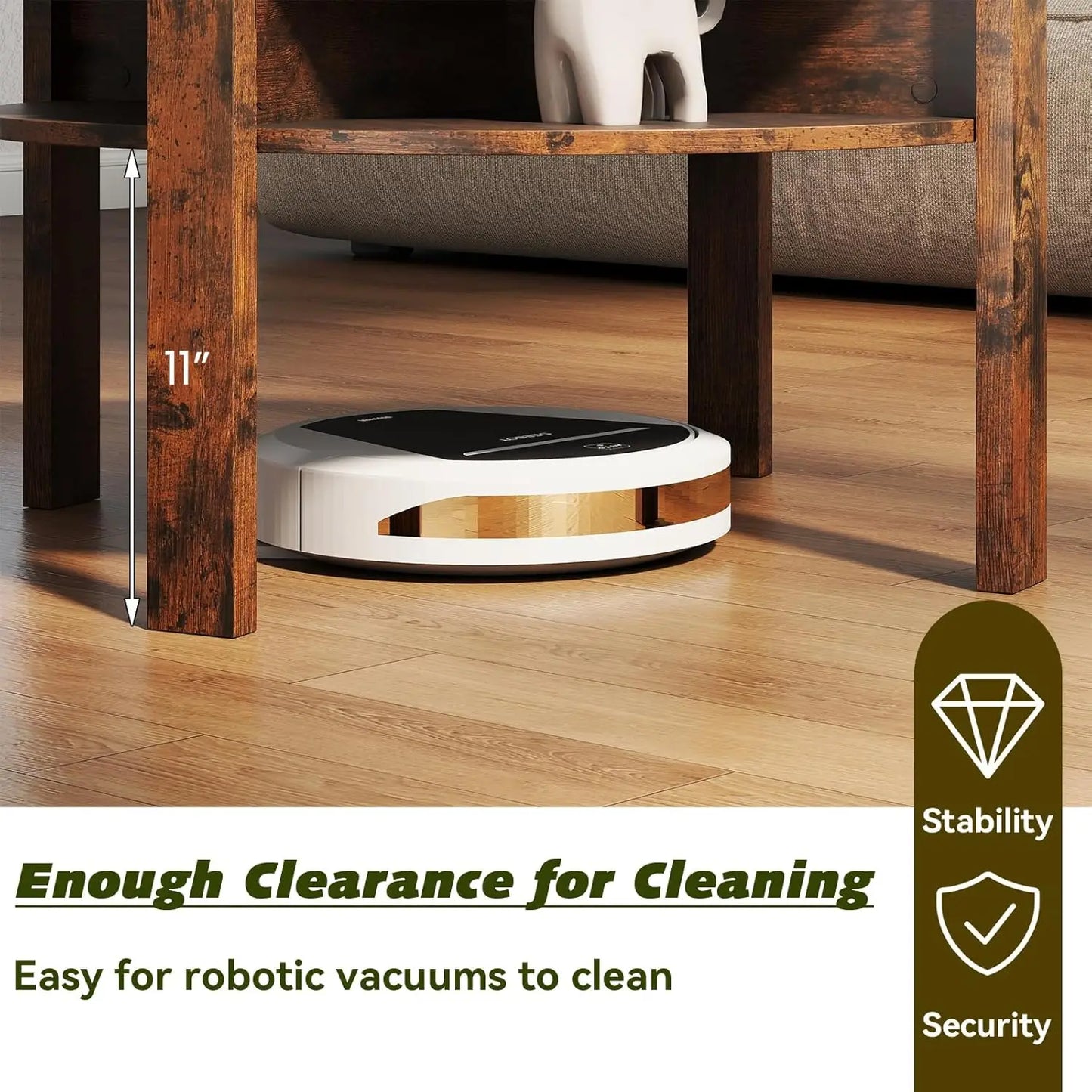 XMSJ Coffee Table 2-Tier - Mid Century Modern with Storage Shelves & 4 Compartments - Deal Done