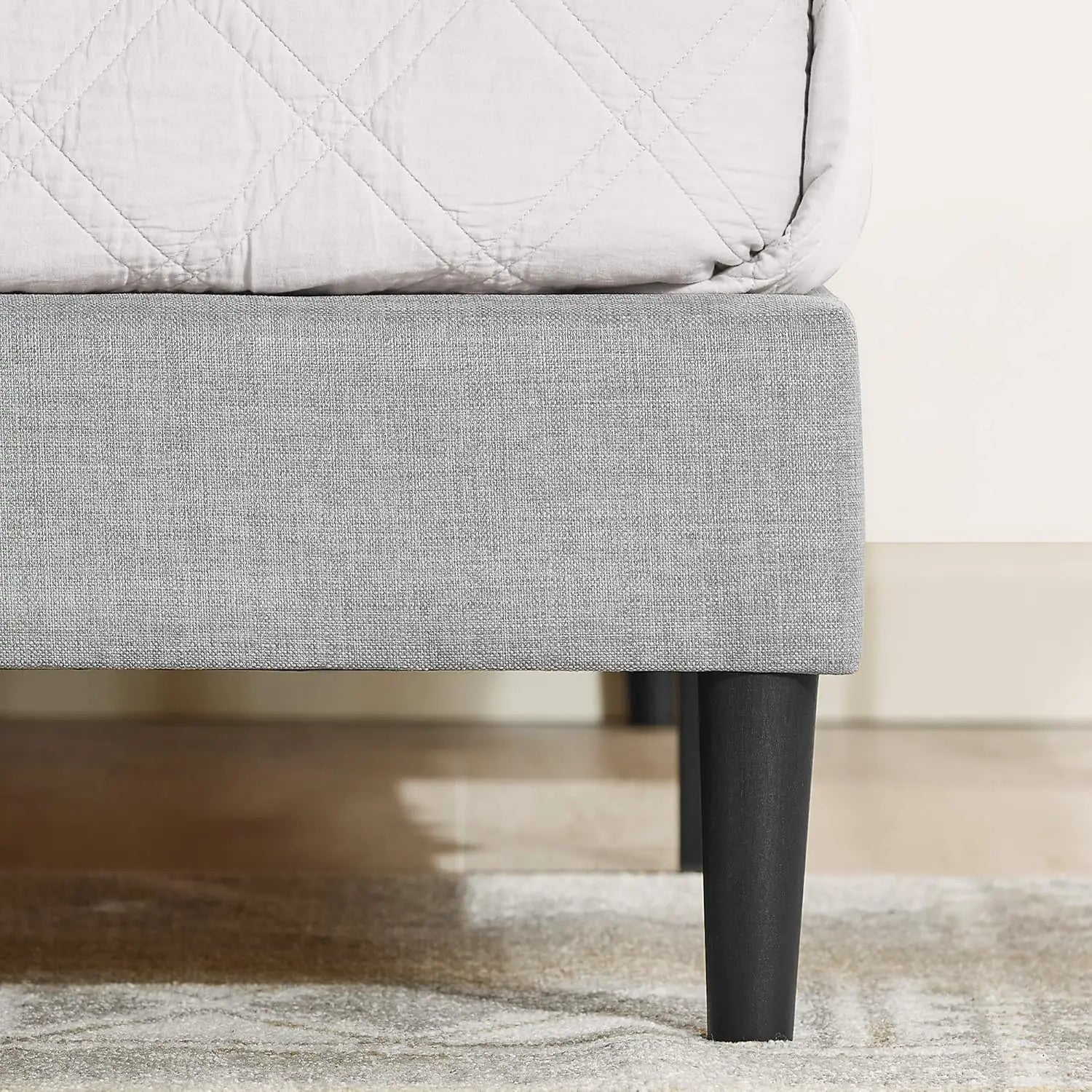 XMSJ Queen Bed Frame Fabric Upholstered Platform - Light Grey Classic Style - Deal Done