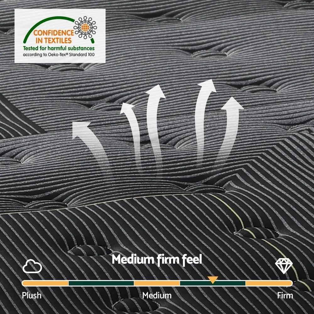 XMSJ Single Size Mattress 35cm (8") - 5-Zone Pocket Spring System Innerspring Foam Breathable - Deal Done