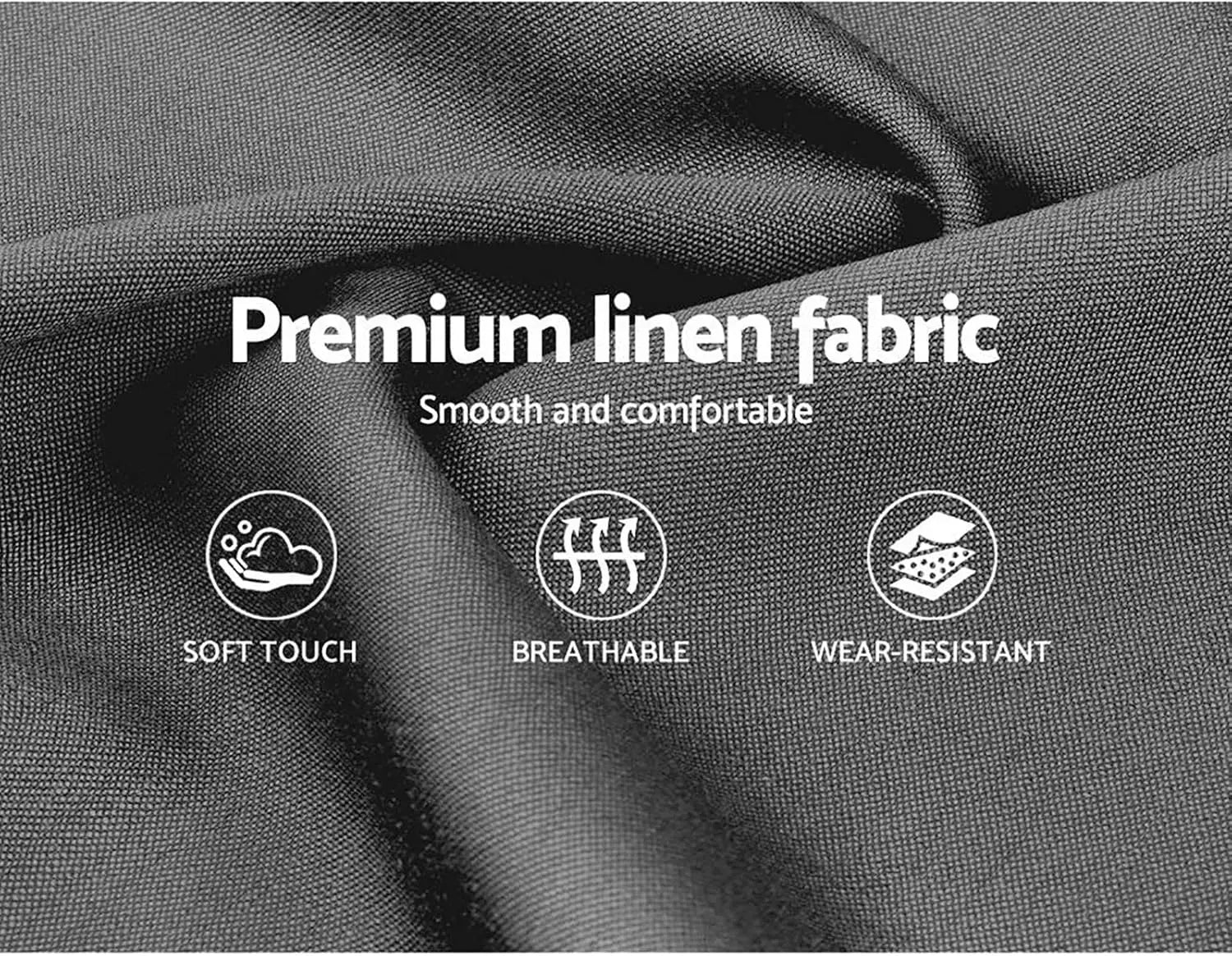 XMSJ Double Bed Frame Platform Wingback Headboard - Grey Fabric Upholstered Base - Deal Done