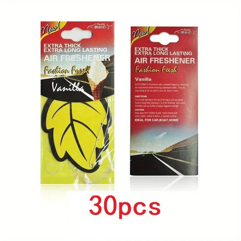 Hanging Car Air Freshener – Scented Leaf Shape (3–30 Pack)