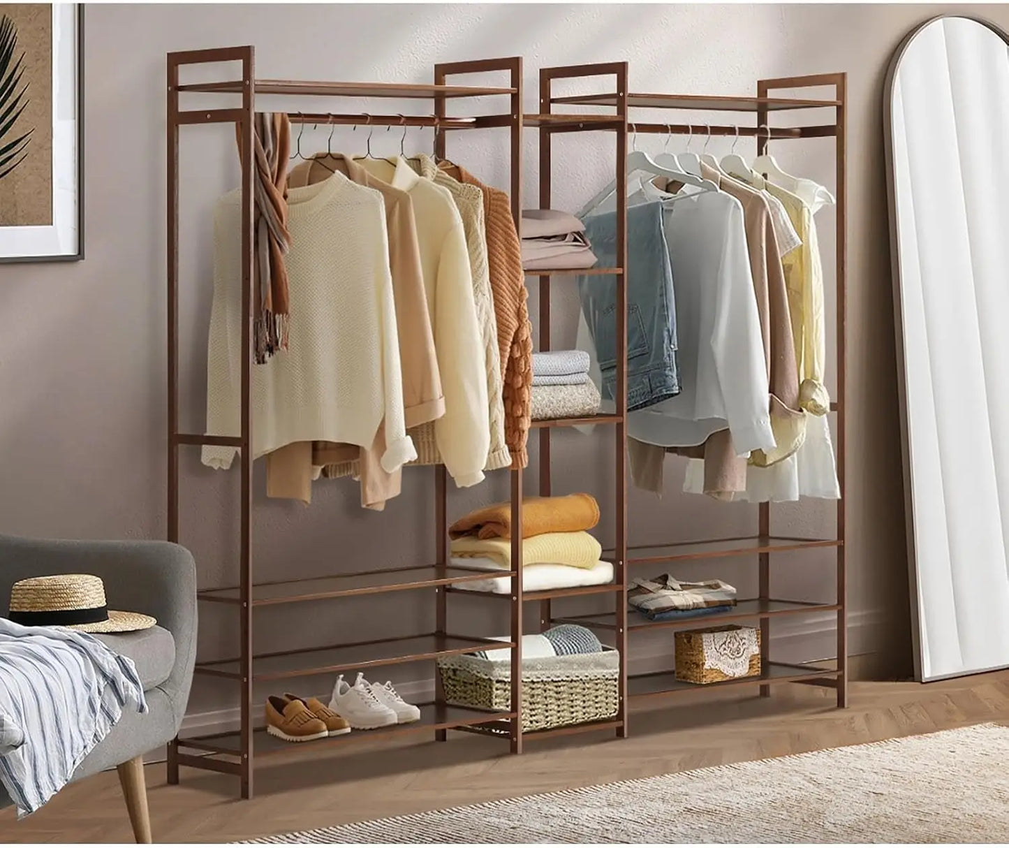 XMSJ Organiset Clothes Rack - 13 Display Shelves Open Wardrobe Storage - Deal Done