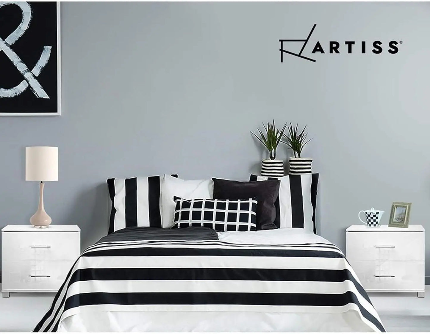 XMSJ Nightstand with 2 Drawers - Modern Moroccan White Bedside Table - Deal Done