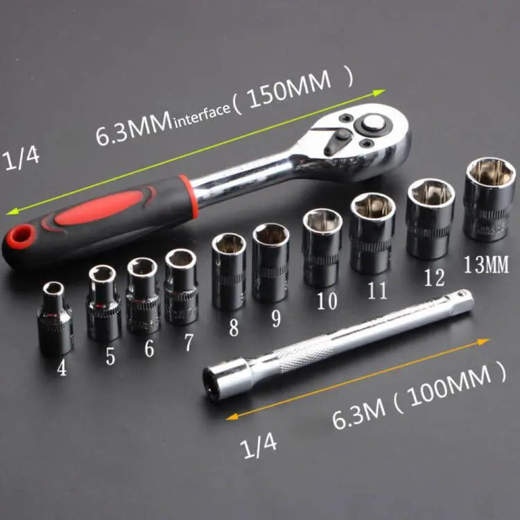 12pc Wrench & Socket Set – Car Bike Motorcycle Repair