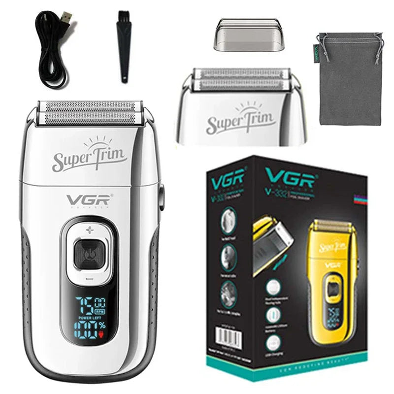 VGR 3-Speed Rechargeable Beard Electric Shaver For Men Hair Razor Bald Head Fade Shaving Machine Finishing Tool With Extra Mesh - Deal Done