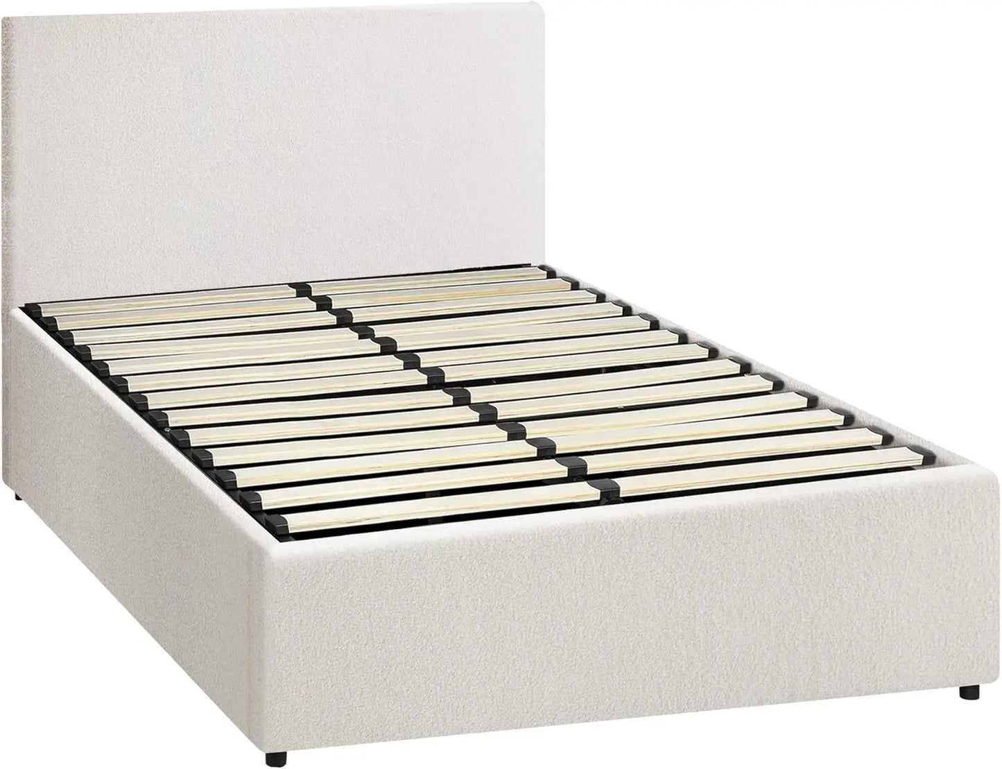 XMSJ King Single Bed Frame with Headboard - White Wooden Platform Base - Deal Done