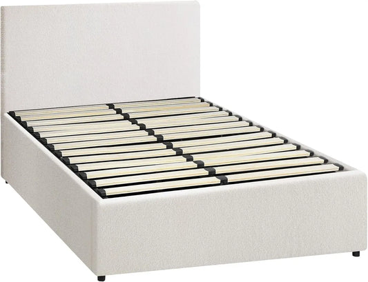 XMSJ King Single Bed Frame with Headboard - White Wooden Platform Base - Deal Done