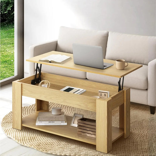 XMSJ Coffee Table with Hidden Compartment - Rising Tabletop Storage Shelf - Deal Done