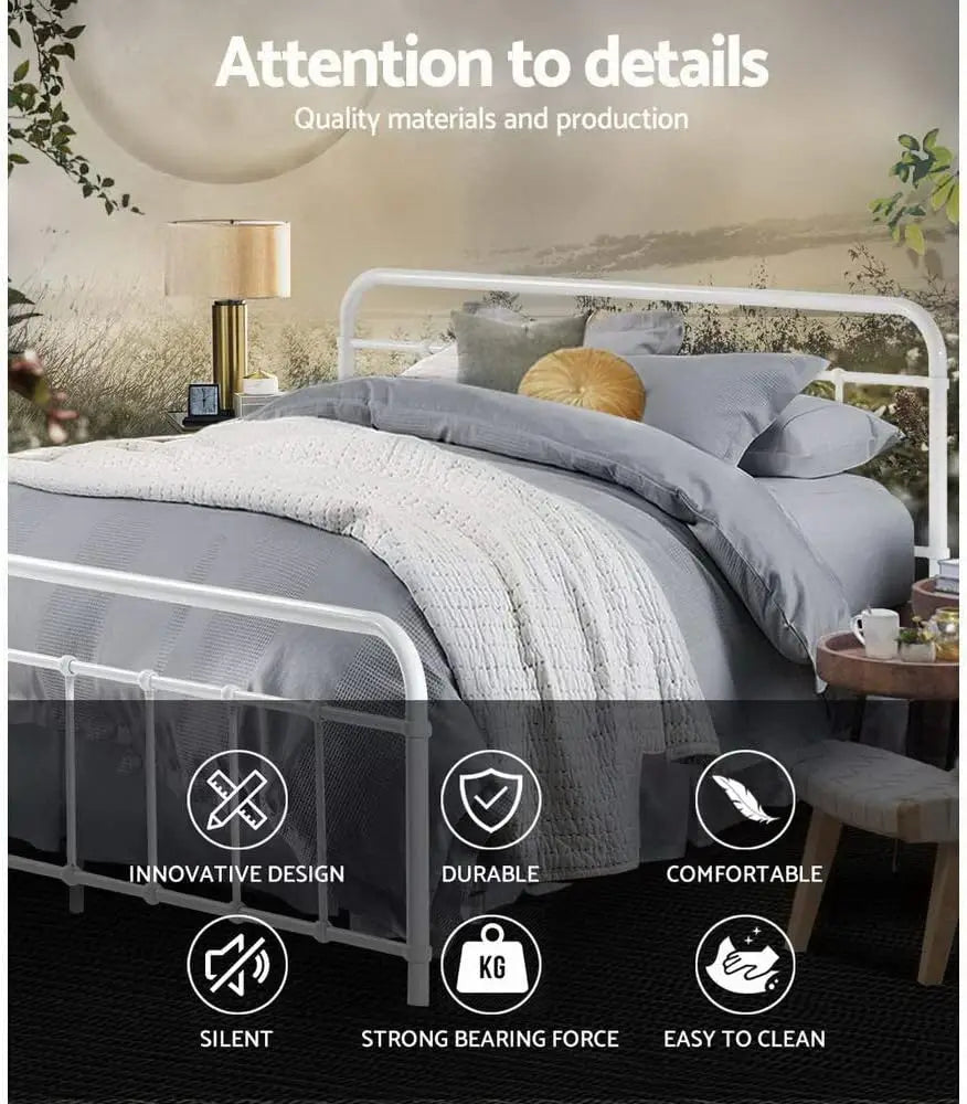 XMSJ Metal Platform Bed Frame with Headboard - Heavy Duty 300kg Capacity - Deal Done