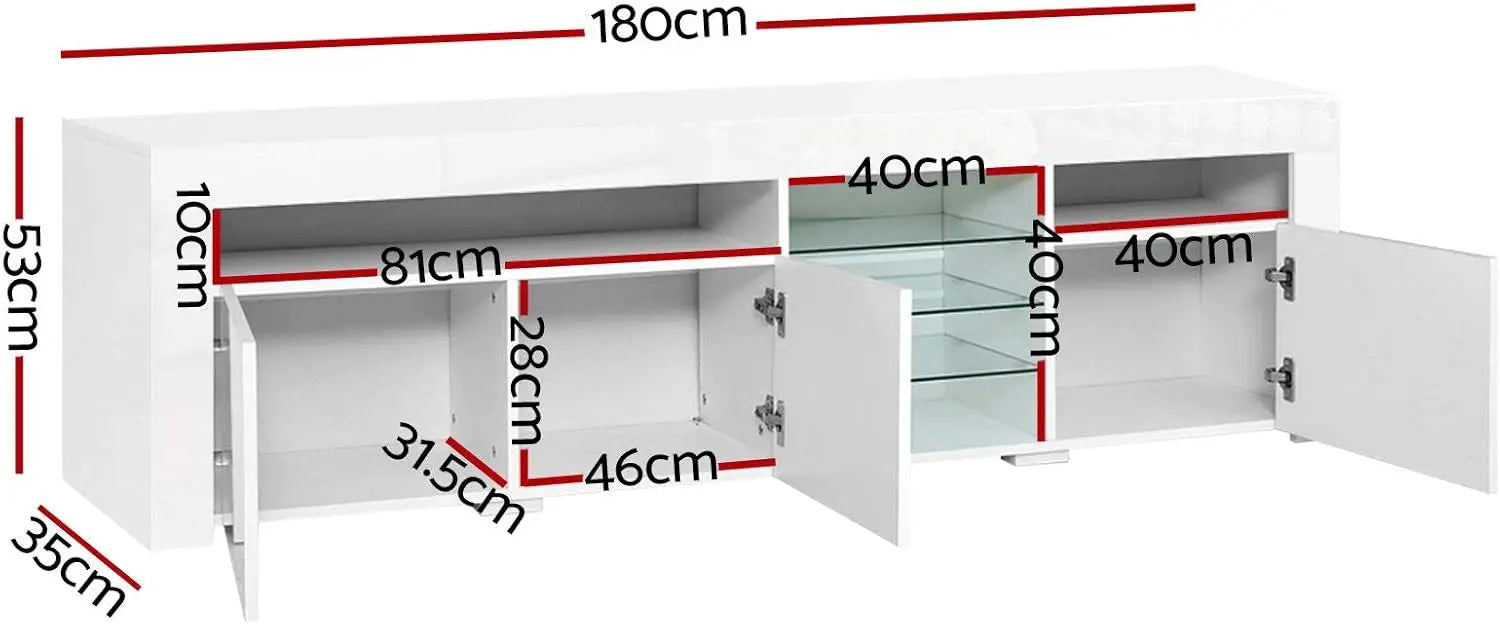XMSJ Entertainment Unit TV Stand 180cm - Modern Storage Shelf with Cabinets & Cupboard - Deal Done