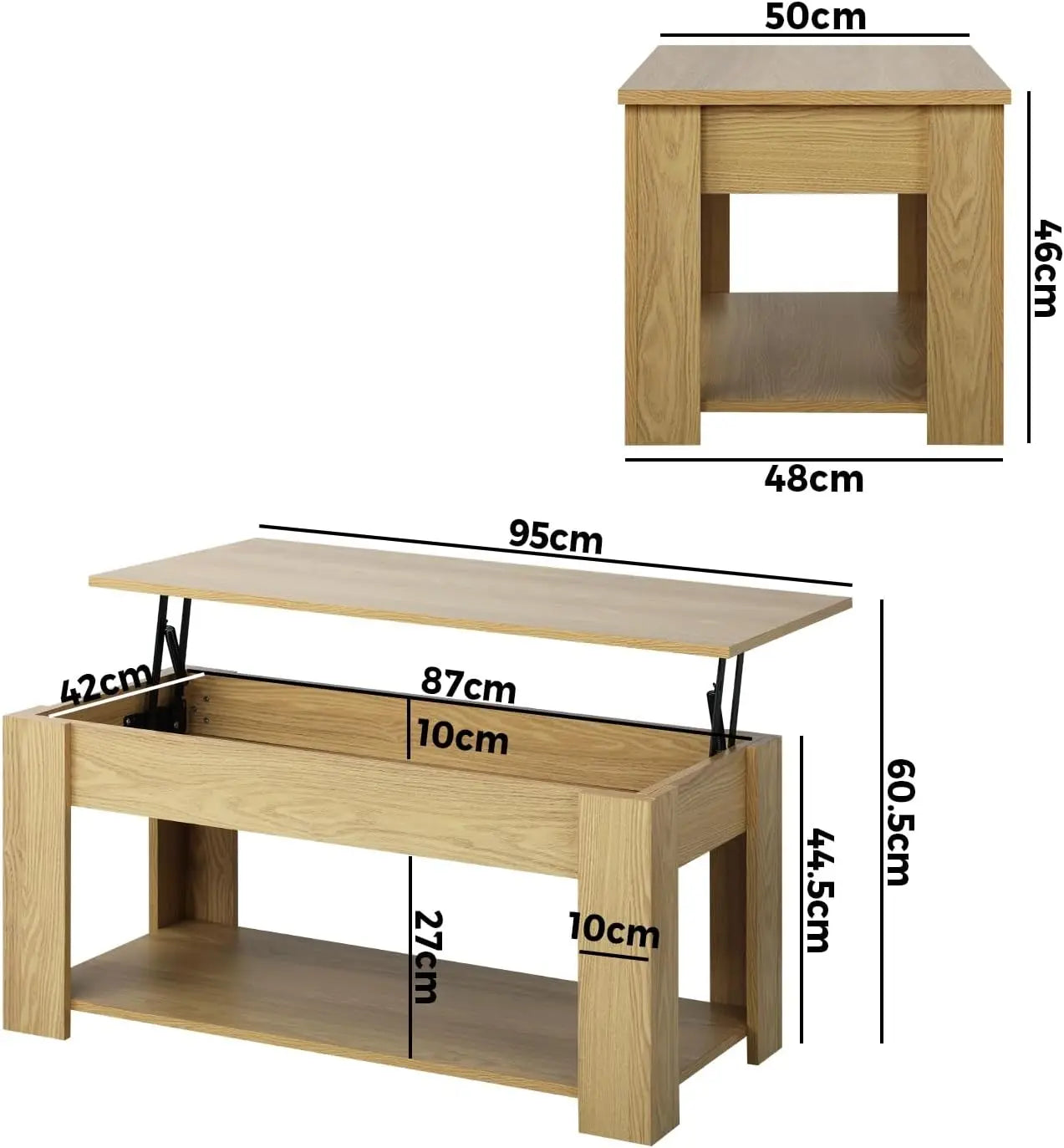 XMSJ Coffee Table with Hidden Compartment - Rising Tabletop Storage Shelf - Deal Done