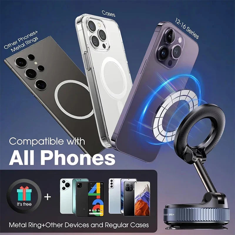 Magnetic Car Phone Holder – Foldable & Rotatable Mount