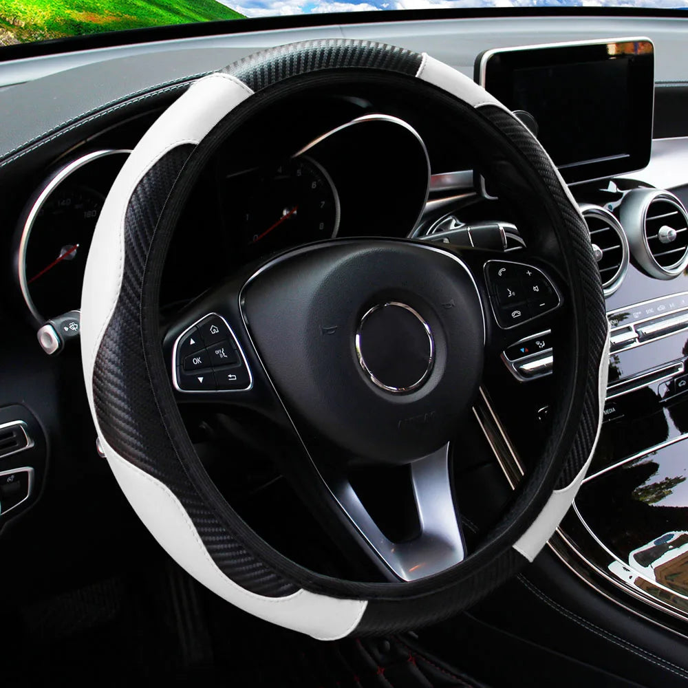 Carbon Fiber Steering Wheel Cover 14.5"-15" Multi-Color
