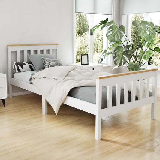 XMSJ Wooden Platform Bed Frame with Storage - White Timber Base (Single/King Single) - Deal Done