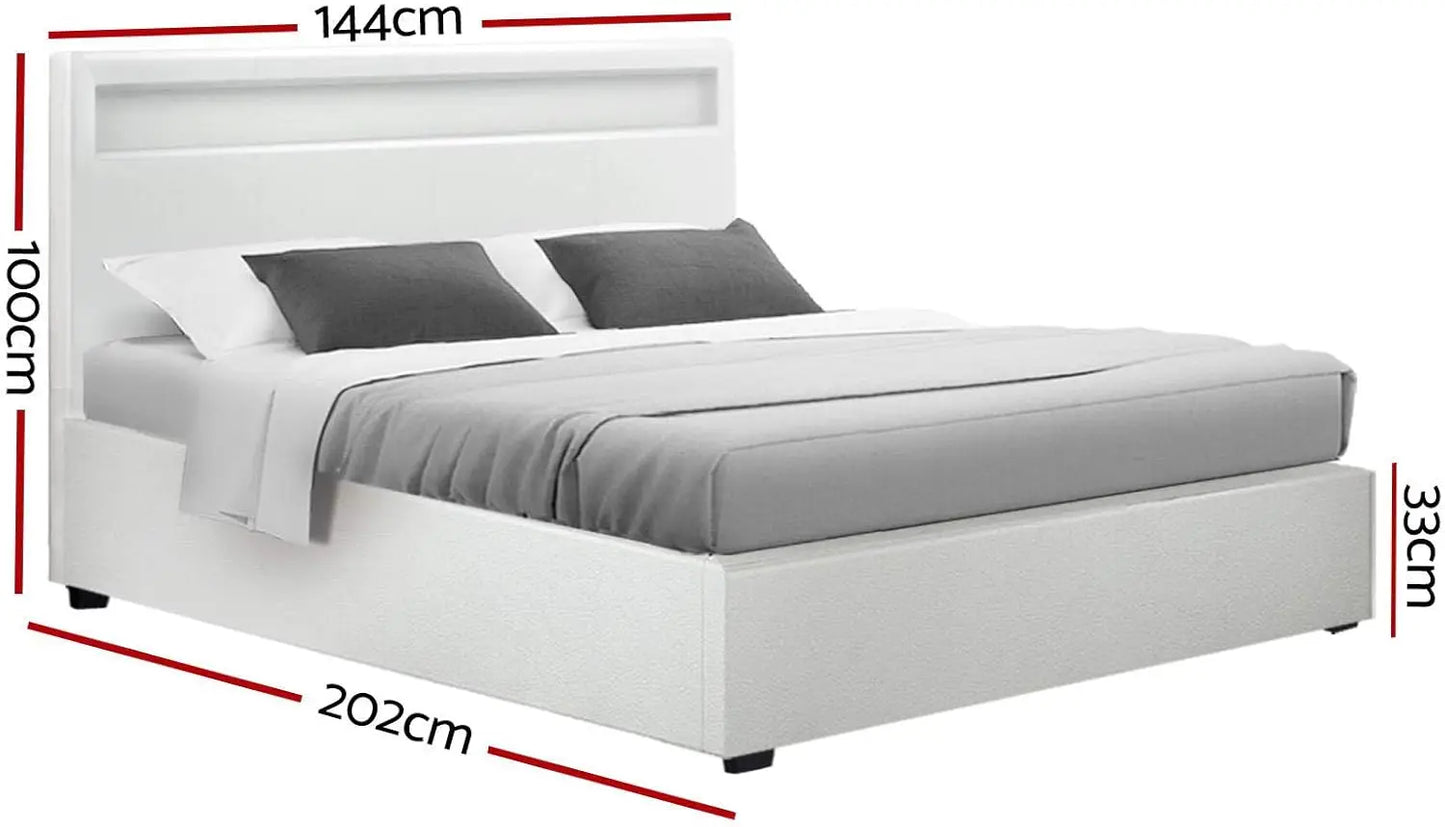XMSJ Double Bed Frame with RGB LED Headboard & Gas Lift Storage - Platform Base (1500mm) - Deal Done