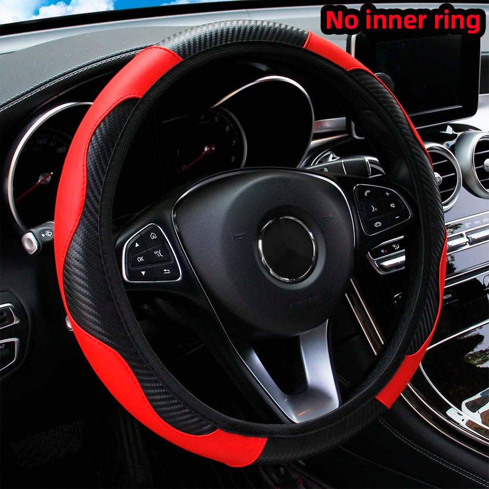 Carbon Fiber Steering Wheel Cover 14.5"-15" Multi-Color