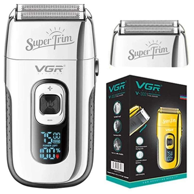 VGR 3-Speed Rechargeable Beard Electric Shaver For Men Hair Razor Bald Head Fade Shaving Machine Finishing Tool With Extra Mesh - Deal Done