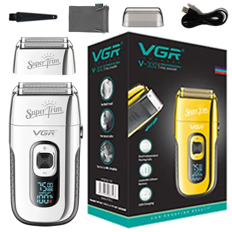 VGR 3-Speed Rechargeable Beard Electric Shaver For Men Hair Razor Bald Head Fade Shaving Machine Finishing Tool With Extra Mesh - Deal Done