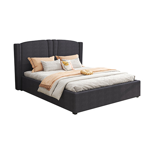NNEDSZ Roman Bed Frame Double Size Black Velvet Fabric with Gas Lift plywood metal structure - Deal Done