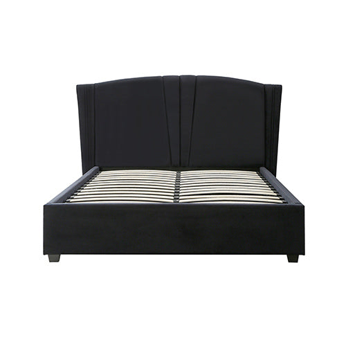 NNEDSZ Roman Bed Frame Double Size Black Velvet Fabric with Gas Lift plywood metal structure - Deal Done