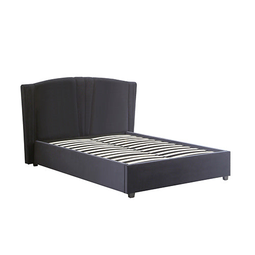 NNEDSZ Roman Bed Frame Double Size Black Velvet Fabric with Gas Lift plywood metal structure - Deal Done