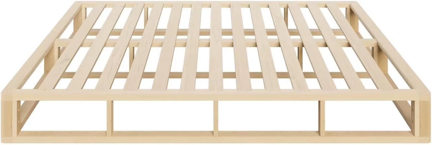 Queen Bed Frame with Solid Wood Frame Platform Bed and Wooden Bed Base