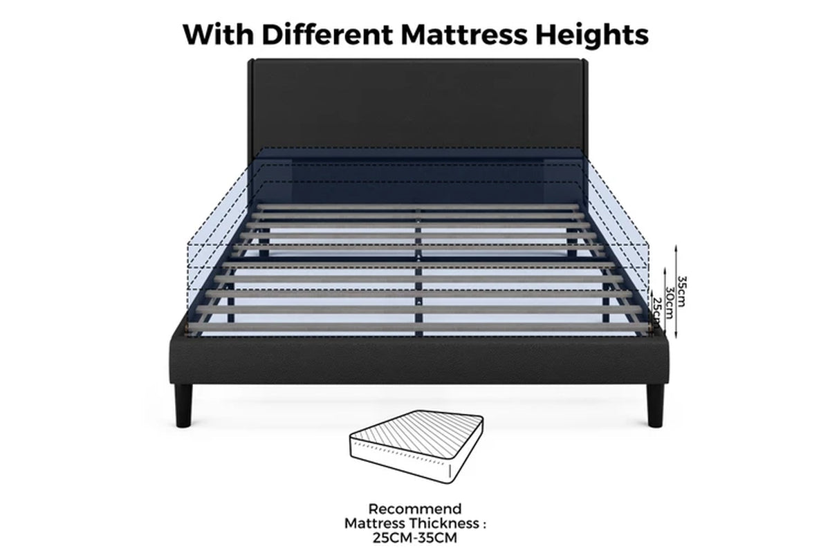 Bed Frame Queen Size Mattress Base Upholstered Platform Black